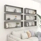 NNEVL Wall Cube Shelves 6 pcs High Gloss Grey 100x15x30 cm Chipboard