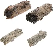 Kisangel 4pcs Fake Tree Trunk Models Miniature Tree Stump Figurines for Micro Landscape Scenes Decoration for Fairy Gardens Dollhouses and Sand Tables
