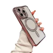 IPhone 12 Pro Max Case,Compatible With MagSafe,Full Camera Protection Plating Luxury Cover For Women Men,Soft TPU Drop Protective Phone Case-Pink