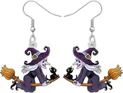 [SHIGIE] Halloween Acrylic Weird Broomsticks Hat Witch Earrings Lightweight Dangle Spooky Festival Jewellery For Women Punk Gifts