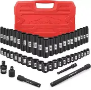 3/8-Inch Drive Impact Socket Set,49 Pieces,SAE/Metric,Deep/Shallow,(5/16"-3/4",8