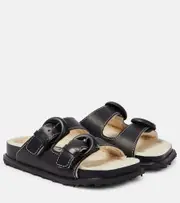 [Marine Serre] Marine Serre Leather slides AU 7 black