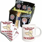 3dRose cgb_102592_1 You Bet Your Pierogies Im Polish Funny Design-Coffee Gift Basket, Multicolor