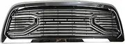 Black Front Racing Grill Fit Compatible For Ram 2500 2010-2018 High-quality Mesh Grille(Chrome with letter)