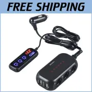 Premium 3-Way Car Cigarette Lighter Adapter with Temperature Monitoring & Switch