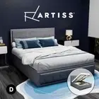 Artiss Bed Frame Double Size Gas Lift Storage Mattress Base Wooden Grey TIYO
