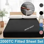 2000TC Soft Fitted Sheet Sets Bed Pillowcases King/Queen/Double/K Single/Single