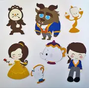 Princess Belle Beast Prince Lot Die Cut Paper Doll Scrapbook Embellishment