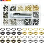 Grommet Tool Kit, 100Set Metal Grommet Eyelets with 3Pcs Install Tool for Shoes,
