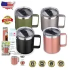 14oz Double Wall Vacuum Coffee Mugs - 4 Pack with Upgraded Spill-Resistant Lid