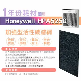 Honeywell HPA5250WTW 200一年份耗材組 HEPA濾心HRF-R1V1*2 + 適用活性碳濾網*4