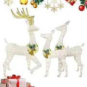 Light Up Christmas Deer - Outdoor Acrylic Christmas Deer Set with Led Lights - Outdoor Christmas Deer Set Led Lights, 3-Piece, for Indoor Outdoor Front Yard