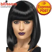 W477 R'n'B Star Costume Wig Jessie J Celebrity Black Short Blunt Cut Bob Fringe