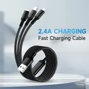 3-Way Charging Cable - Compatible with iPhone Samsung Xiaomi Type C/Micro USB
