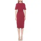 Alexia Admor Harper Short Sleeve Midi Sheath Dress Cranberry XL 16/18 NEW