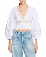 Sandro Poplin Crop Top