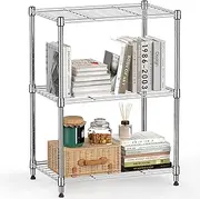 MZG 450 lbs Wire Storage Shelving 3-Tier Utility Shelving Unit Steel Organizer Wire Rack for Home,Kitchen,Office,Chrome(11.8" D x 17.7" W x 26.3" H)