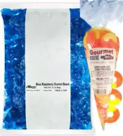 Blue Raspberry Gummi Bears 5lb And Peach Ring Gummy Gourmet Kruise® Bag 10oz