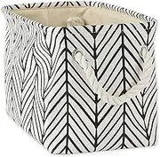 DII Polyester Container with Handles, Herringbone Storage Bin, Small, Off White