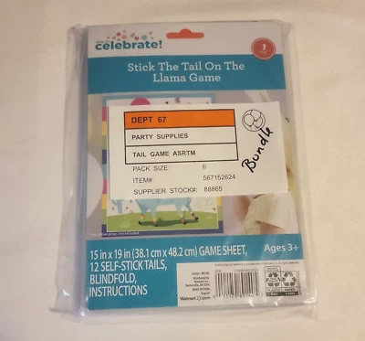 Lot of 6 Llama Party Game For 12 People Pin the Tail on the Llama Game