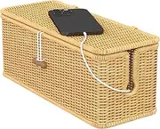Cable Management Box - Desk Cable Management Box Woven Case,Lidded Household Storage Basket Decorative with Lock for Computer, Router, USB Hub