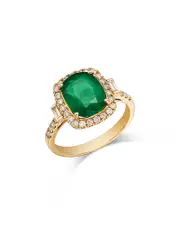 Bloomingdale's Fine Collection Emerald & Diamond Halo Ring in 14K Yellow Gold