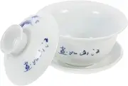 GRIRIW Tea Cup Set Chinese Style Ceramic Tea Bowl Mini Kung Fu Tea Service Lid Tea Lovers' Essential