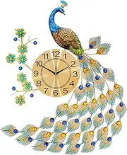 [Leefasy] Peacock Wall Clock Metal Dial Decorative Wall Hanging Clocks for Office Shop