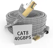 Cat 8 Ethernet Cable 50 ft,High Speed long Internet Cable LAN Netwoork Cable RJ45 Gold-Plated Heavy Duty Weatherproof S/FTP PIMF UV Resistant Indoor&Outdoor 26AWG Copper cord,2000Mhz,40Gbps 1PCS