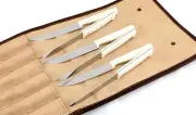 Elmax Acrylic White Steak Knife Set in Leather Case