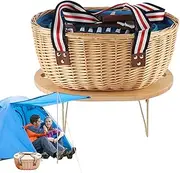Wicker Basket - Portable Woven Baskets Insulated Cooler Bag | Patio Furniture Accessories for Outdoor Travel Market Party Couples Family Festival Beach