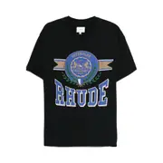 [Rhude] Rhude Crest-print Cotton T-shirt L BLACK