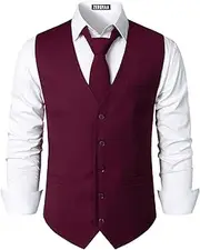 [ZEROYAA] Men's Hipster Urban Design 3 Pockets Business Formal Dress Vest for Suit Tuxedo