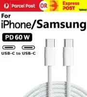 Braided USB Type C to USB-C Cable Charge PD 60W Fast Charger Quick Charging Data