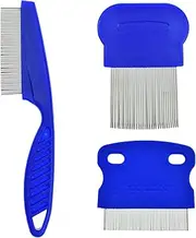 3 PCS Cat Flea Comb for kittens Dog Pet Lice Tear Stain Remover Combs Fine Tooth Grooming Removal Tool Blue