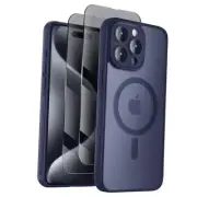 Designed for iPhone 15 Pro Case, Compatible with MagSafe, with Navy Blue