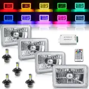 4X6" RF Color Change RGB SMD Halo Angel Eye Headlight 4000Lm LED Light Bulbs Set (for: Chrysler)