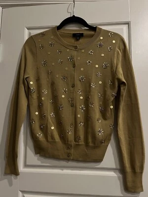 J.Crew Embellished Tan/Beige Cardigan S NWT