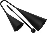 JOINPAYA 1 Set Double Horn Musical Instrument Sticks Air Horn Claves Musical Instrument Hand Percussion Cowbell Percussion Instrument Instruments Cowbell with Stick Black Metal