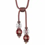 Double Glass Ball Tassel Tie Back in Red & Gold by Trimland