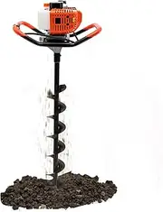 52CC Auger Post Hole Digger, 2 Stroke Gas Powered Earth Post Hole Digger, 3 Auger Drill Bits + 1 Extension Rod Garden Fence Plant Soil Digging Drill Auger