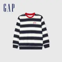 在飛比找momo購物網優惠-【GAP】男童裝 Logo圓領大學T-藍白撞色(891594