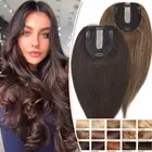 CLEARANCE 100% Remy Human Hair Topper Toupee Hairpiece Clip In Silk Base Fringe