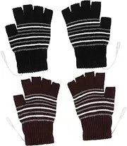[SUPVOX] 2 Pairs Heated Gloves Hand Warmers Reusable Hot Hands Toe Warmers Arm Warmers Heated Mitts Electric USB Heated Work Gloves Thermal Gloves Heated Mittens Heater Knitted Fabric