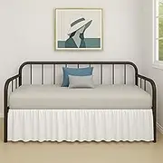 Cottington Lane Ruffled Daybed Skirt with Split Corner, Premium Hotel Quality Brushed Microfiber Twin Size Gather Dust Ruffle 18 Inch Drop Sofa Bedskirt, Easy Fit, Stay in Place, White