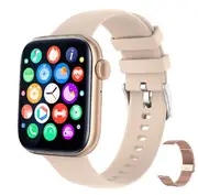 1.8" Big Screen Smart Watch for Men & Women - Health Wristwatch for Redmi Note, Mi, and Poco Series Gold Metal Strap