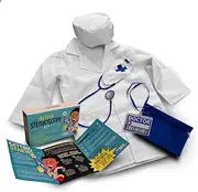 DIY jr My First Stethoscope Doctor's Kit - Real Stethoscope for Kids - Includes Lab Coat, Surgical Cap, Name Tag and Lanyard, Ages 6+