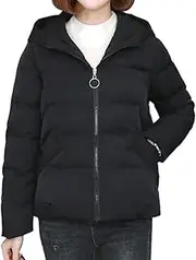 [QLXYYFC] Women's Lightweight Winter Coat, Warm Jacket, Casual Long Sleeve, Cozy Plain Winter Jacket with Pockets