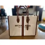 日本MK專櫃購入 MICHAEL KORS托特帆布包 托特包 帆布包 白咖色