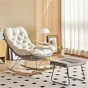AUPRES Leisure Rocking Chair and Footstool,Upholstered Rocker Chair Glider Chair Modern Glider Rocker Chair Indoor Upholstered Rocking Chair for Living Room Upholstered Rocker Chair(Grey)
